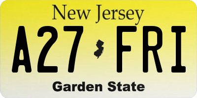 NJ license plate A27FRI