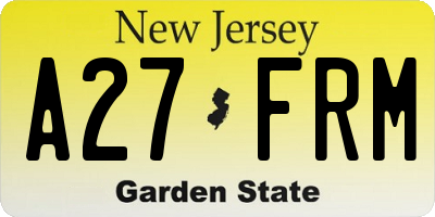 NJ license plate A27FRM