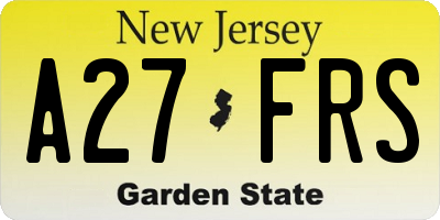 NJ license plate A27FRS