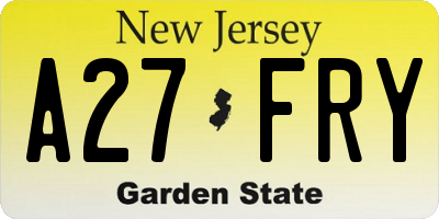 NJ license plate A27FRY