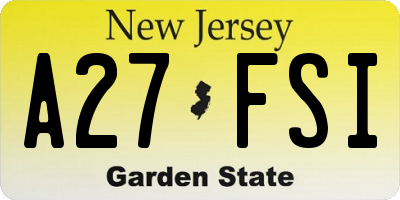 NJ license plate A27FSI