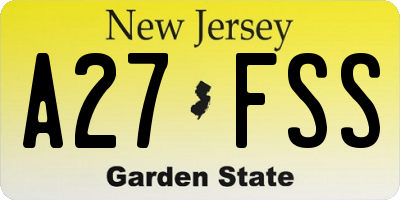 NJ license plate A27FSS