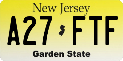 NJ license plate A27FTF