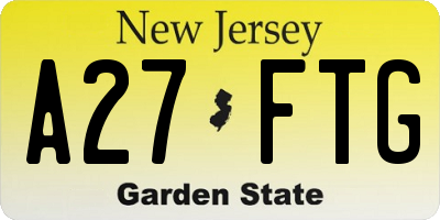 NJ license plate A27FTG