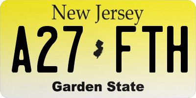 NJ license plate A27FTH