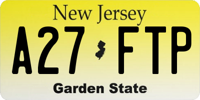 NJ license plate A27FTP