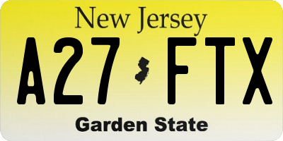 NJ license plate A27FTX