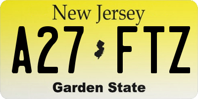 NJ license plate A27FTZ