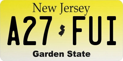 NJ license plate A27FUI