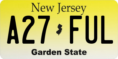 NJ license plate A27FUL