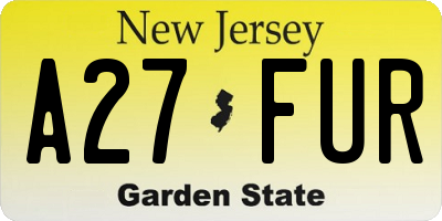 NJ license plate A27FUR