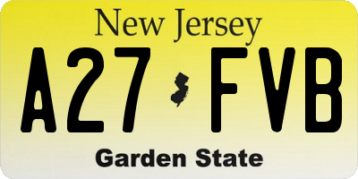 NJ license plate A27FVB