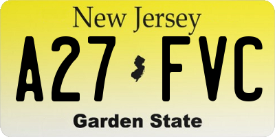 NJ license plate A27FVC