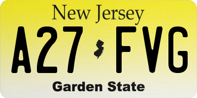 NJ license plate A27FVG