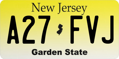 NJ license plate A27FVJ