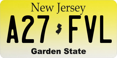 NJ license plate A27FVL