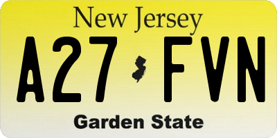NJ license plate A27FVN