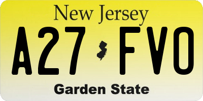 NJ license plate A27FVO