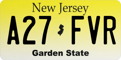NJ license plate A27FVR