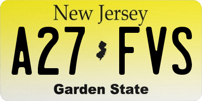 NJ license plate A27FVS