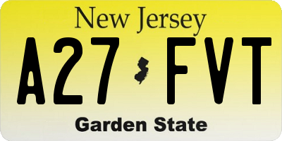 NJ license plate A27FVT