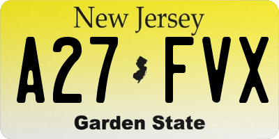 NJ license plate A27FVX