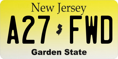 NJ license plate A27FWD