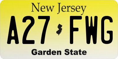 NJ license plate A27FWG