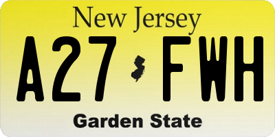 NJ license plate A27FWH