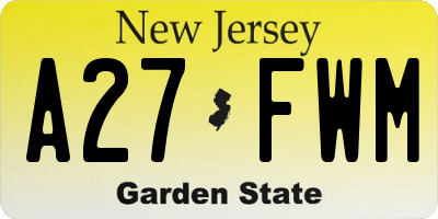 NJ license plate A27FWM