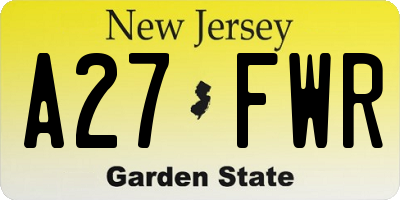 NJ license plate A27FWR