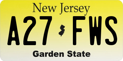 NJ license plate A27FWS