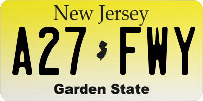 NJ license plate A27FWY