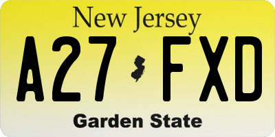 NJ license plate A27FXD