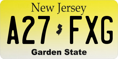 NJ license plate A27FXG