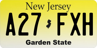 NJ license plate A27FXH