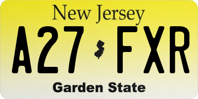 NJ license plate A27FXR
