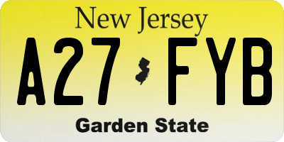 NJ license plate A27FYB