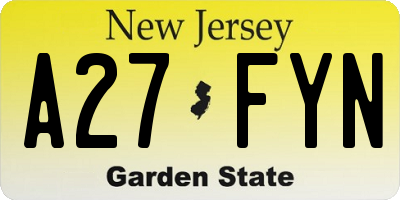 NJ license plate A27FYN