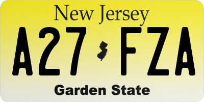 NJ license plate A27FZA