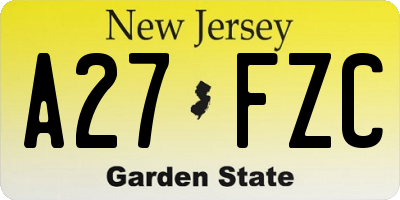 NJ license plate A27FZC