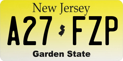 NJ license plate A27FZP