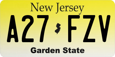 NJ license plate A27FZV