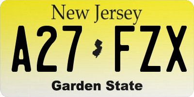 NJ license plate A27FZX