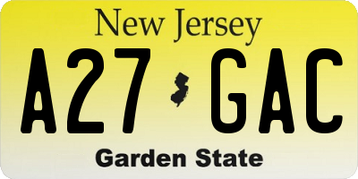NJ license plate A27GAC