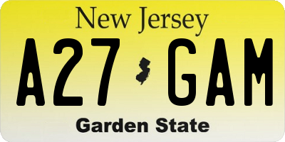 NJ license plate A27GAM