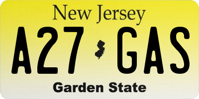 NJ license plate A27GAS
