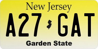NJ license plate A27GAT