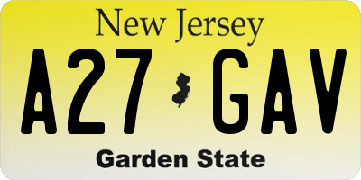 NJ license plate A27GAV
