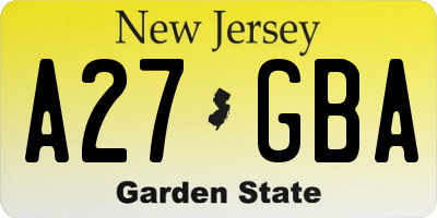 NJ license plate A27GBA